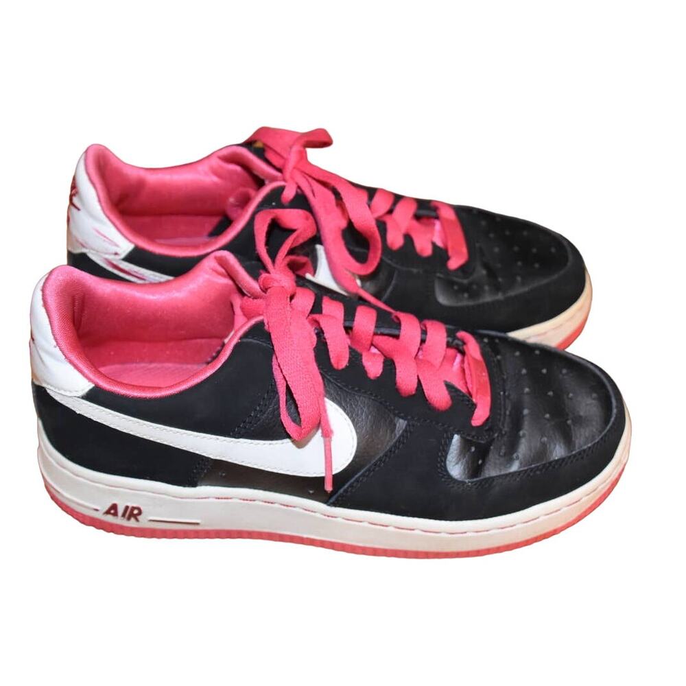 Nike Air Force 1, Black, Pink, White, Youth 5, Genuine Leather, EGU